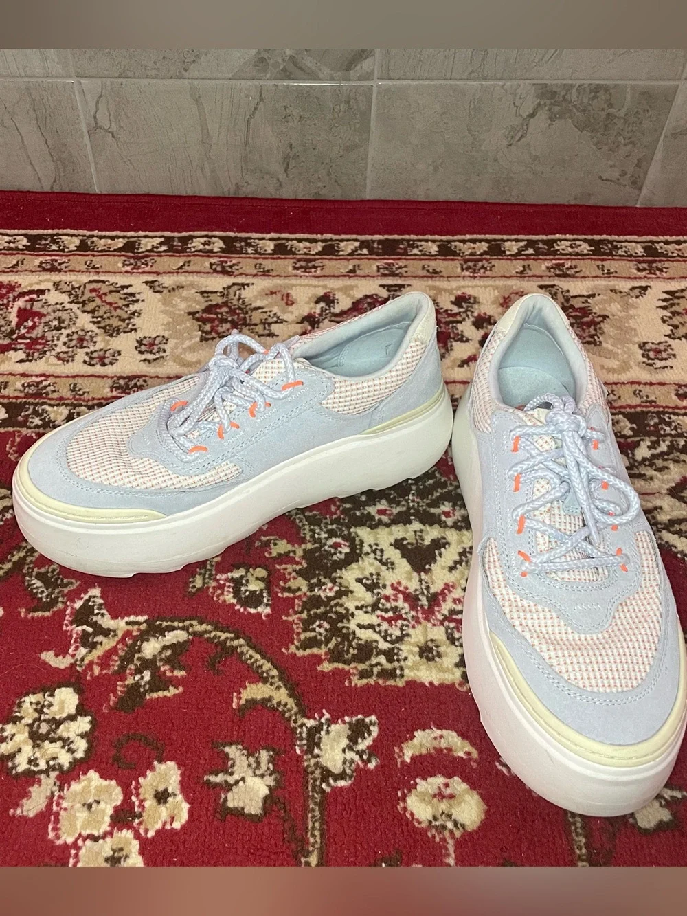 Women's UGG Sneakers in Light Blue and Peach